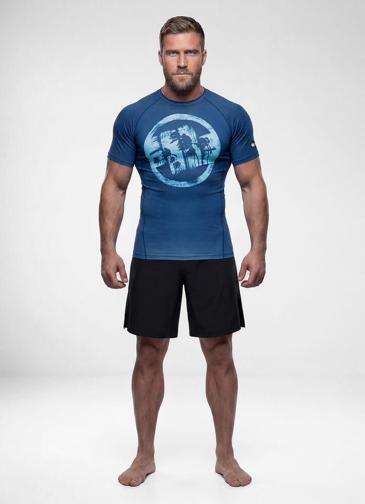 Męski Rashguard krótki PITBULL treningowa techniczna koszulka LOGO PALMS 3/7