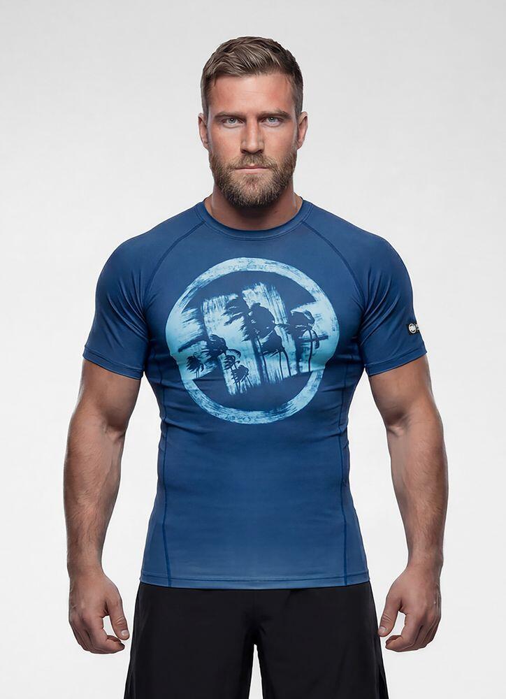 Męski Rashguard krótki PITBULL treningowa techniczna koszulka LOGO PALMS 2/7