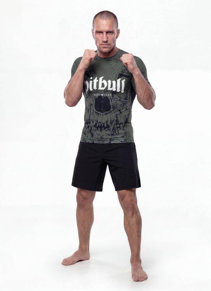 Męski Rashguard krótki PITBULL koszulka treningowa z nadrukiem SKULL LOGO 4/7