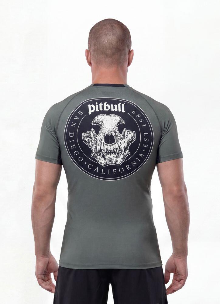Męski Rashguard krótki PITBULL koszulka treningowa z nadrukiem SKULL LOGO 3/7