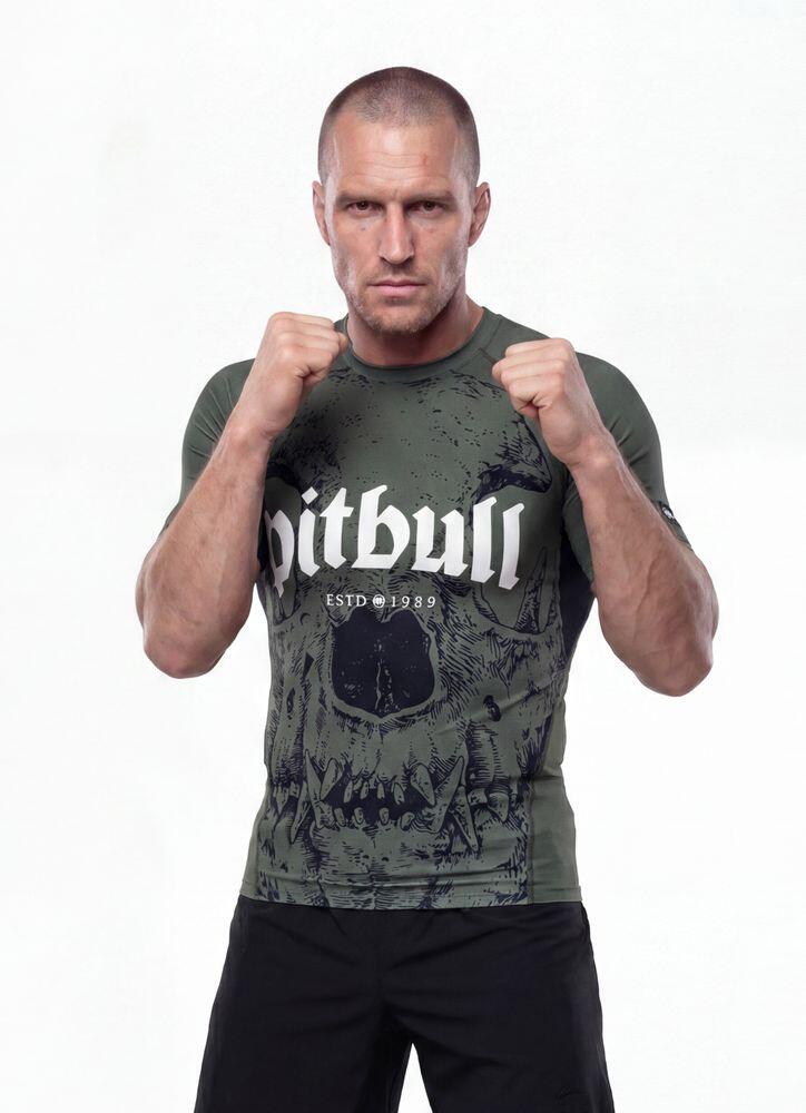Męski Rashguard krótki PITBULL koszulka treningowa z nadrukiem SKULL LOGO 2/7
