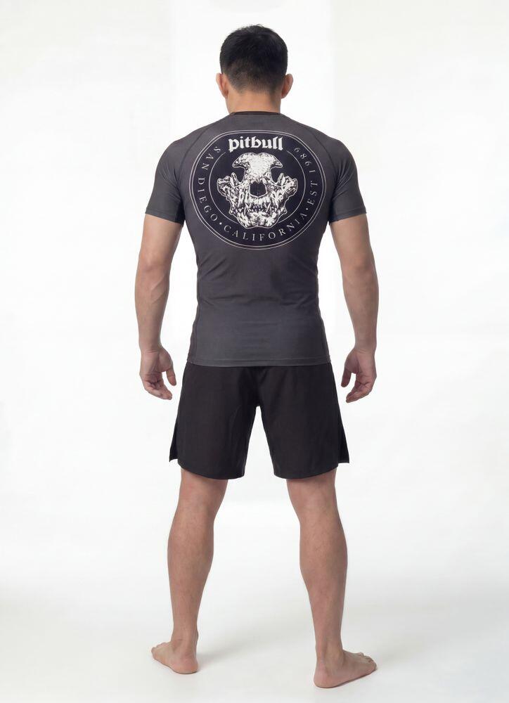 Męski Rashguard krótki PITBULL koszulka treningowa z nadrukiem SKULL LOGO 5/7