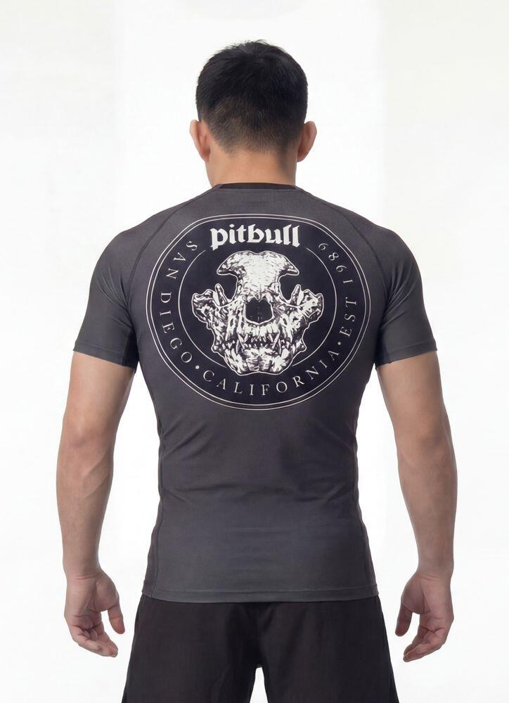 Męski Rashguard krótki PITBULL koszulka treningowa z nadrukiem SKULL LOGO 3/7