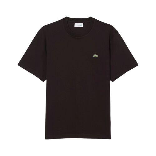 Camiseta Negra Lacoste de Corte Clásico Buffle de Punto de Algodón 4/4