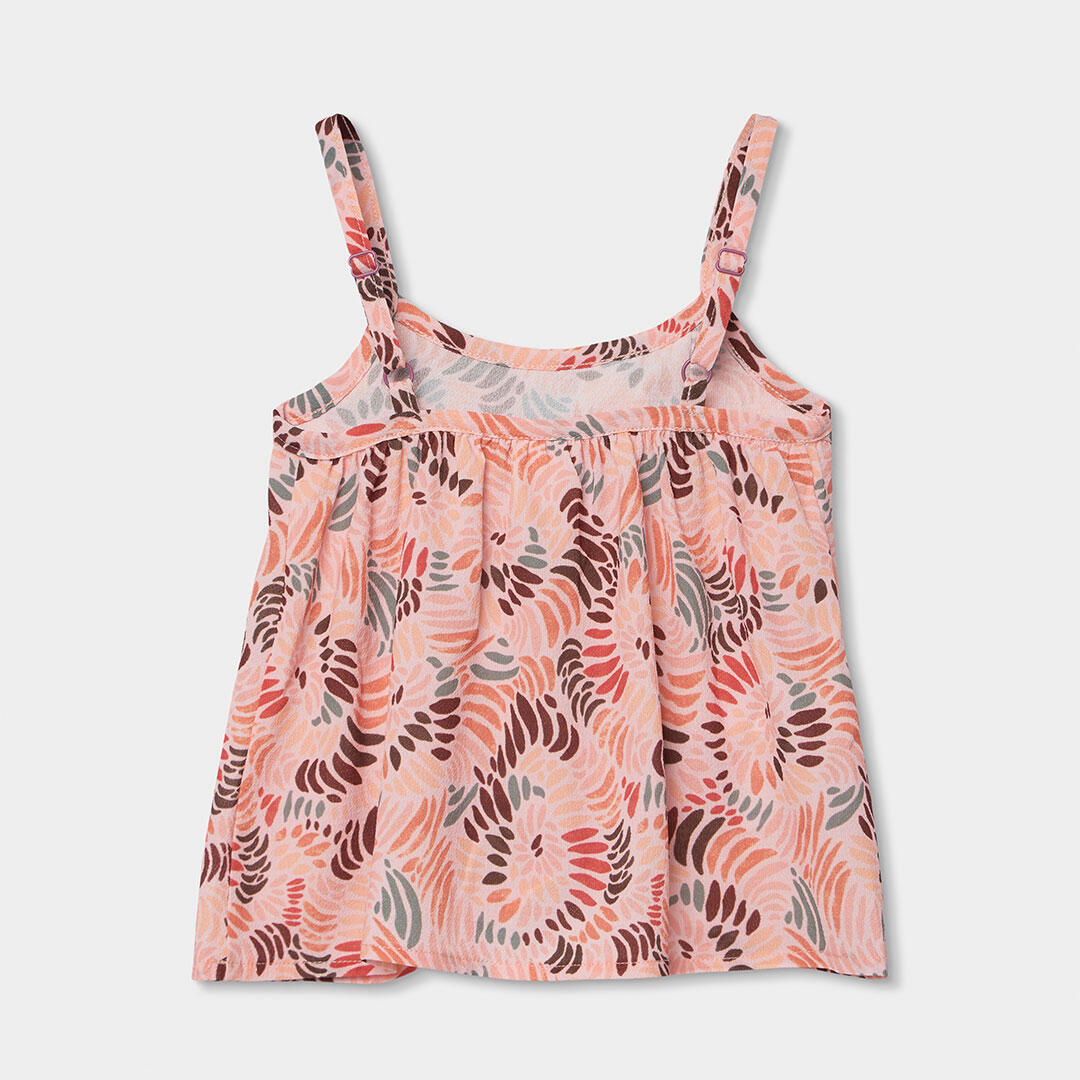 Top Infantil de Crepé para Niña Salmón con Estampado Abstracto 2/4