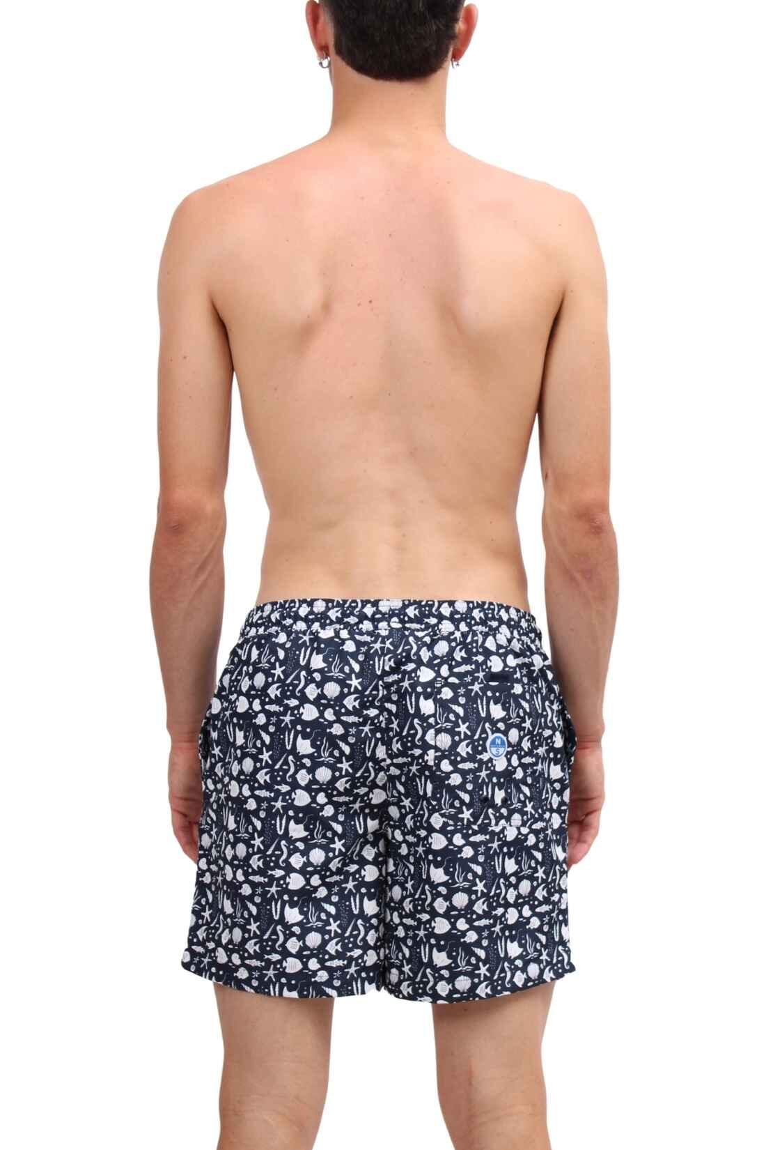 NORTH SAILS - Shorts mare uomo con stampa mare, vita elasticizzata, Blu navy 3/4