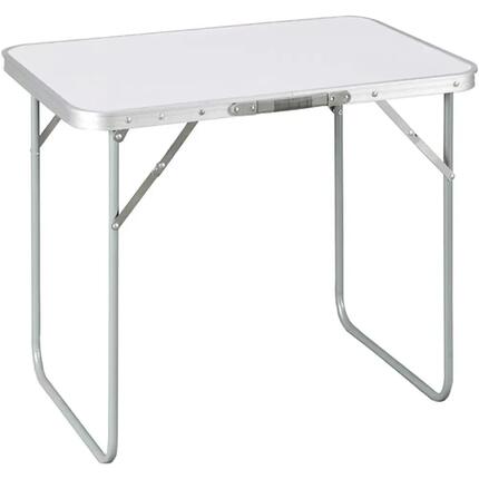 Mesa Plegable de Aluminio para Camping Tablero MDF 80x60x70cm (Blanco)