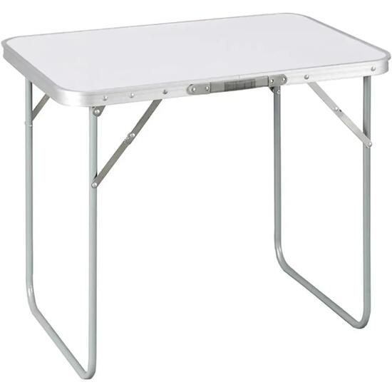 Mesa Plegable de Aluminio para Camping Tablero MDF 80x60x70cm (Blanco)