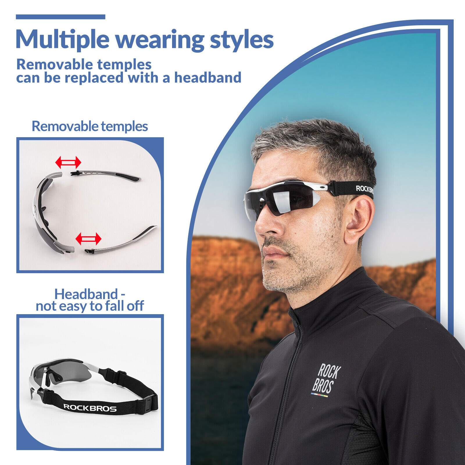 ROCKBROS Photochromatisch/Polarisiert Sonnenbrille Sportbrille 4/7