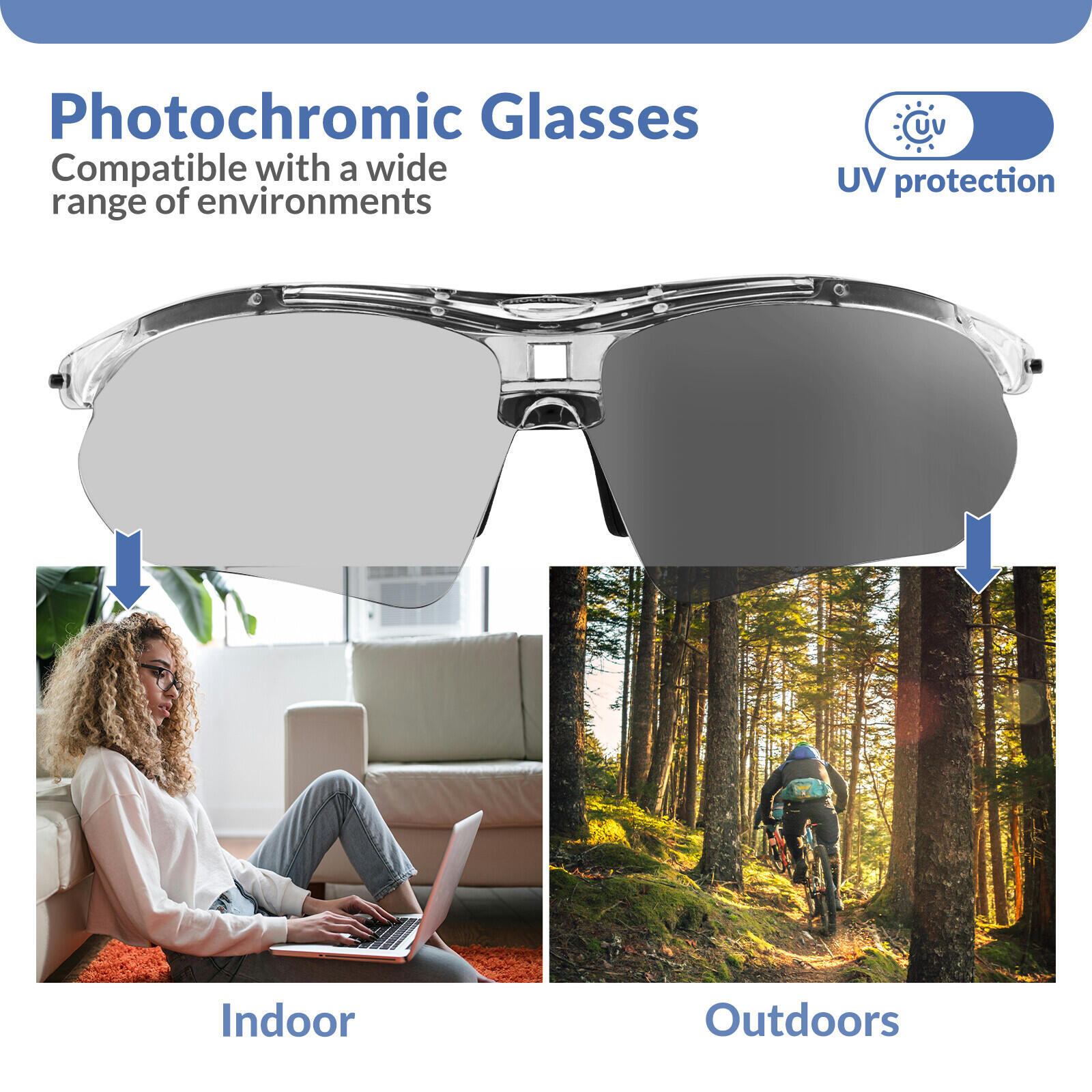 ROCKBROS Photochromatisch/Polarisiert Sonnenbrille Sportbrille 2/7