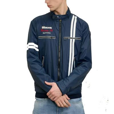 Giacca Blauer Modello Biker Daytona Tetlow Colore Blu
