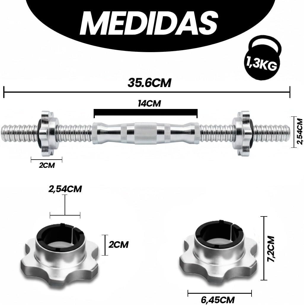 2 Barras Mancuernas 35,6 cm de largo 25 mm Fitness Musculación 2/4