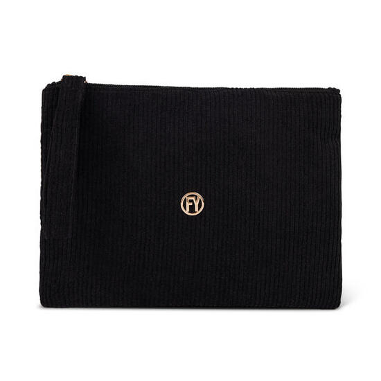 Pochette en velours côtelé avec logo FY doré