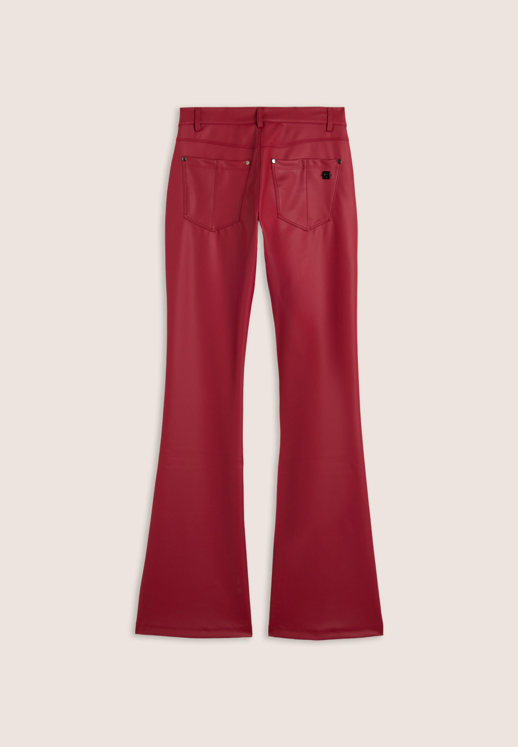 Pantaloni flare in similpelle con vita regular 2/3