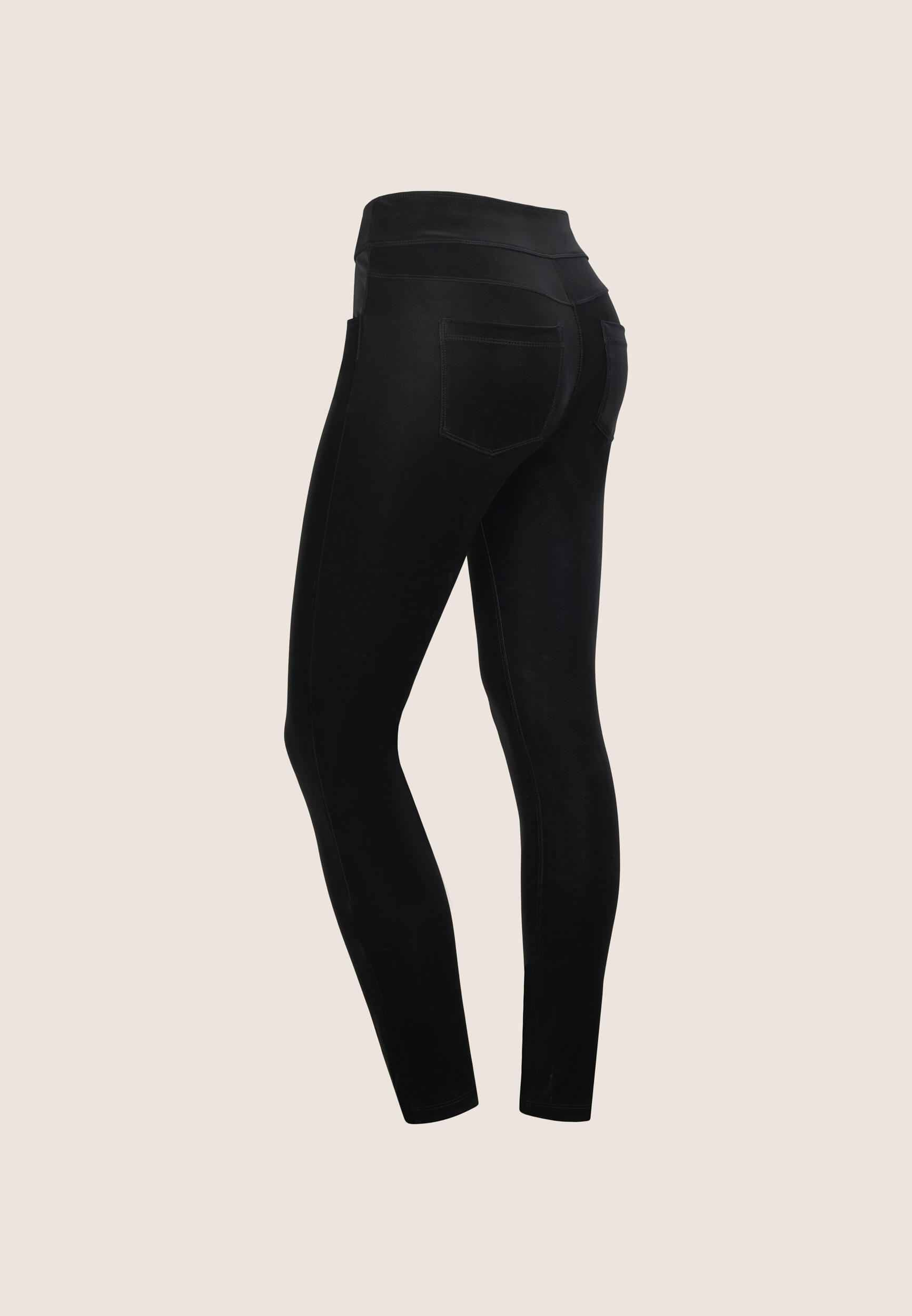 Pantaloni N.O.W. skinny vita media in Similpelle Lucida Bianca 2/3