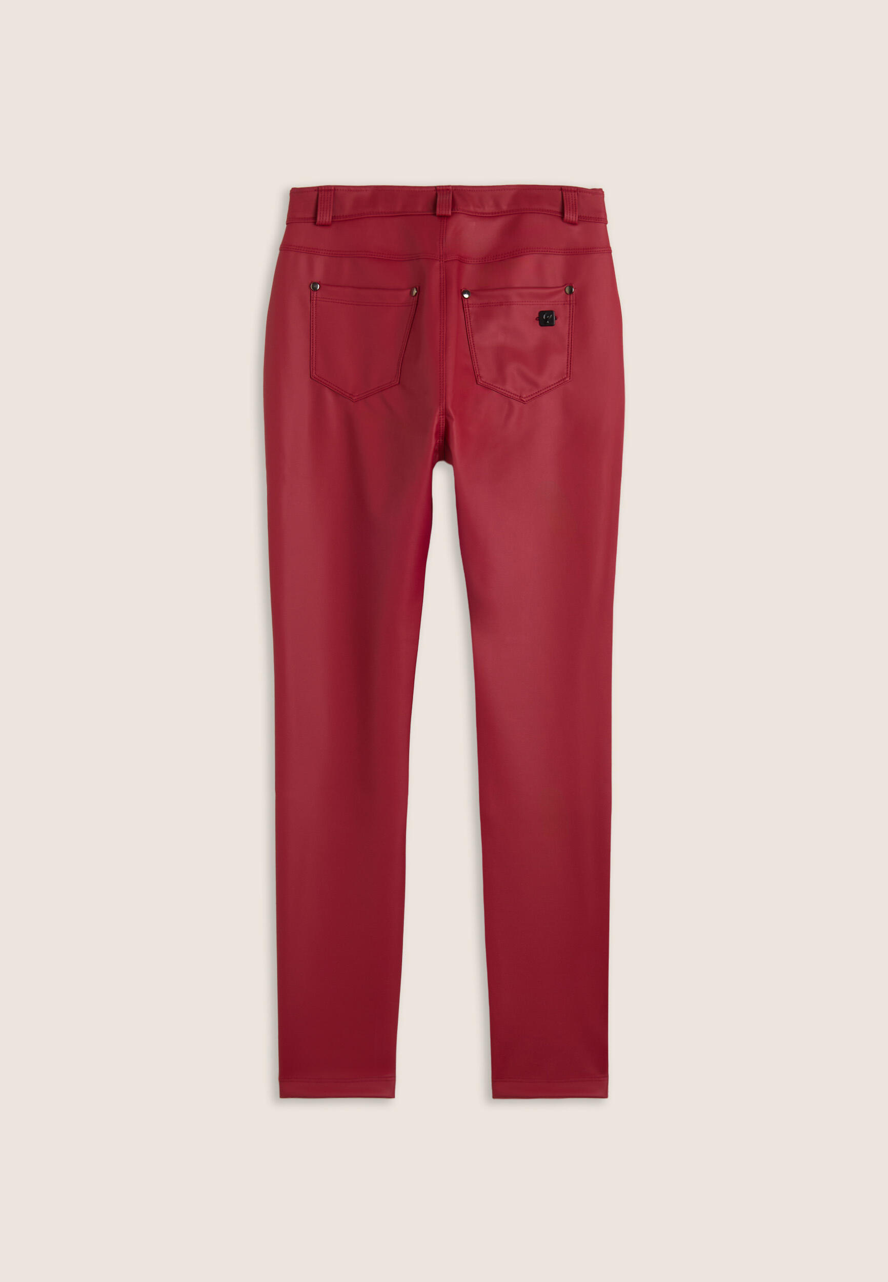 Pantaloni skinny in similpelle con logo ricamato 2/3