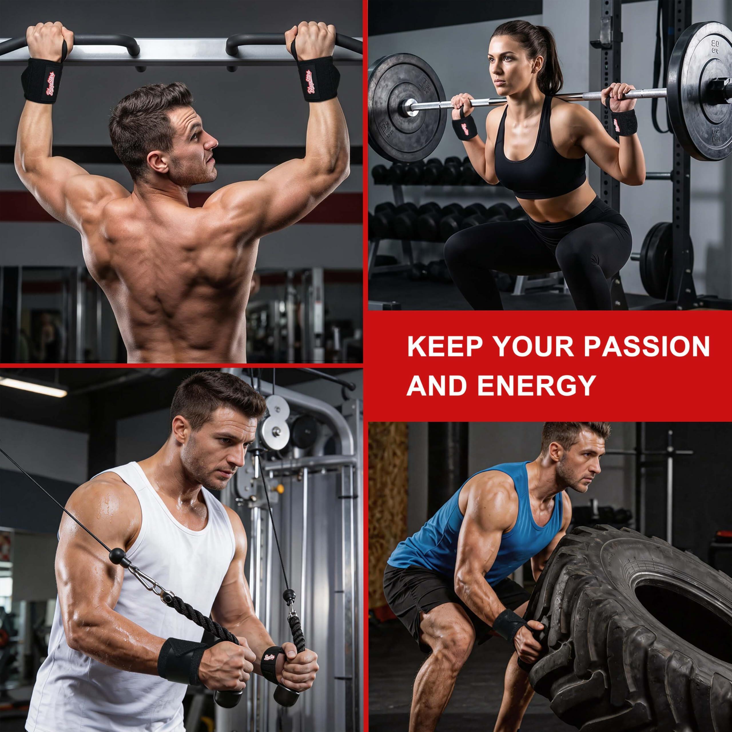 Bandes de Poignet Haltérophilie Femmes Hommes Musculation Poignet Bandes en 6/7
