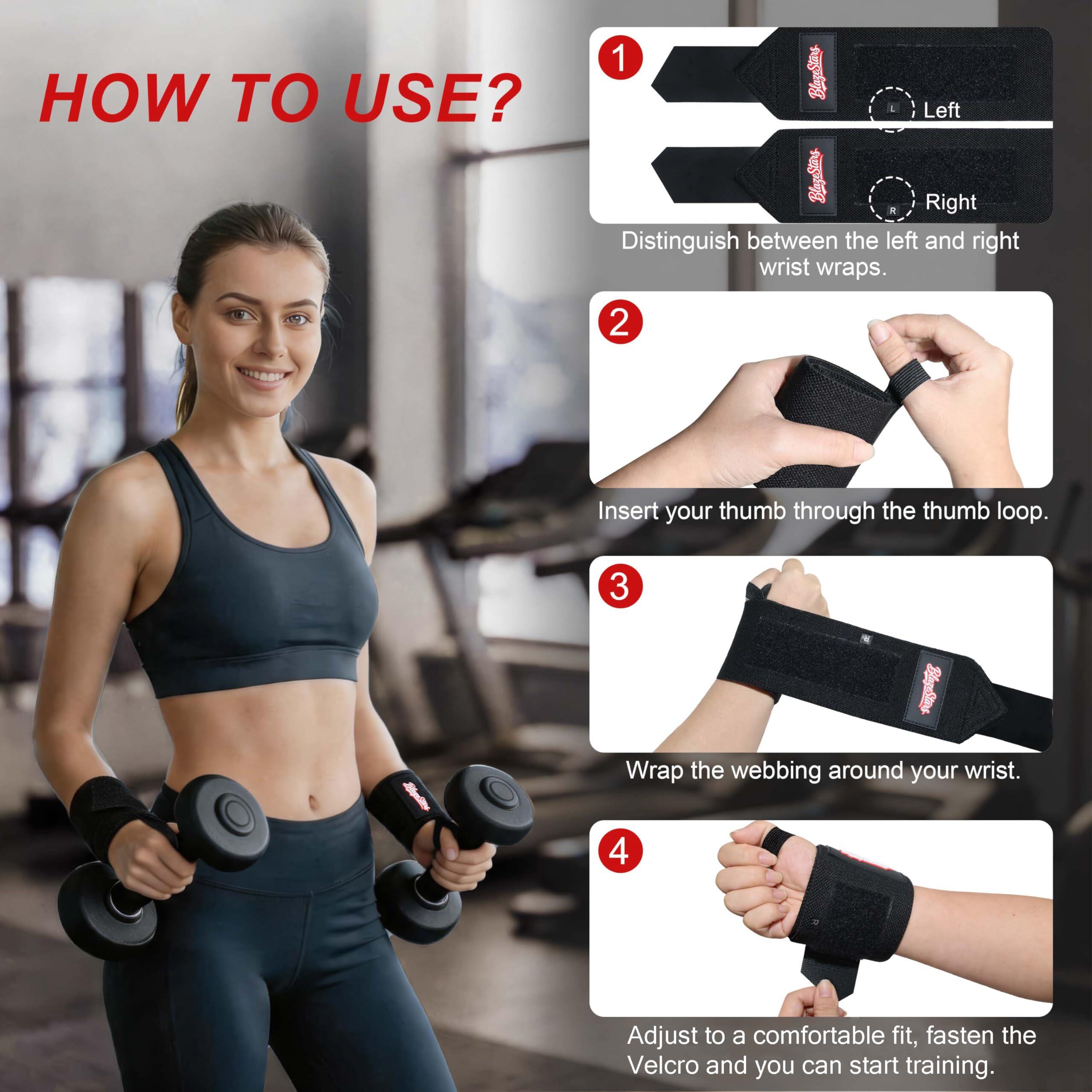 Bandes de Poignet Haltérophilie Femmes Hommes Musculation Poignet Bandes en 4/7