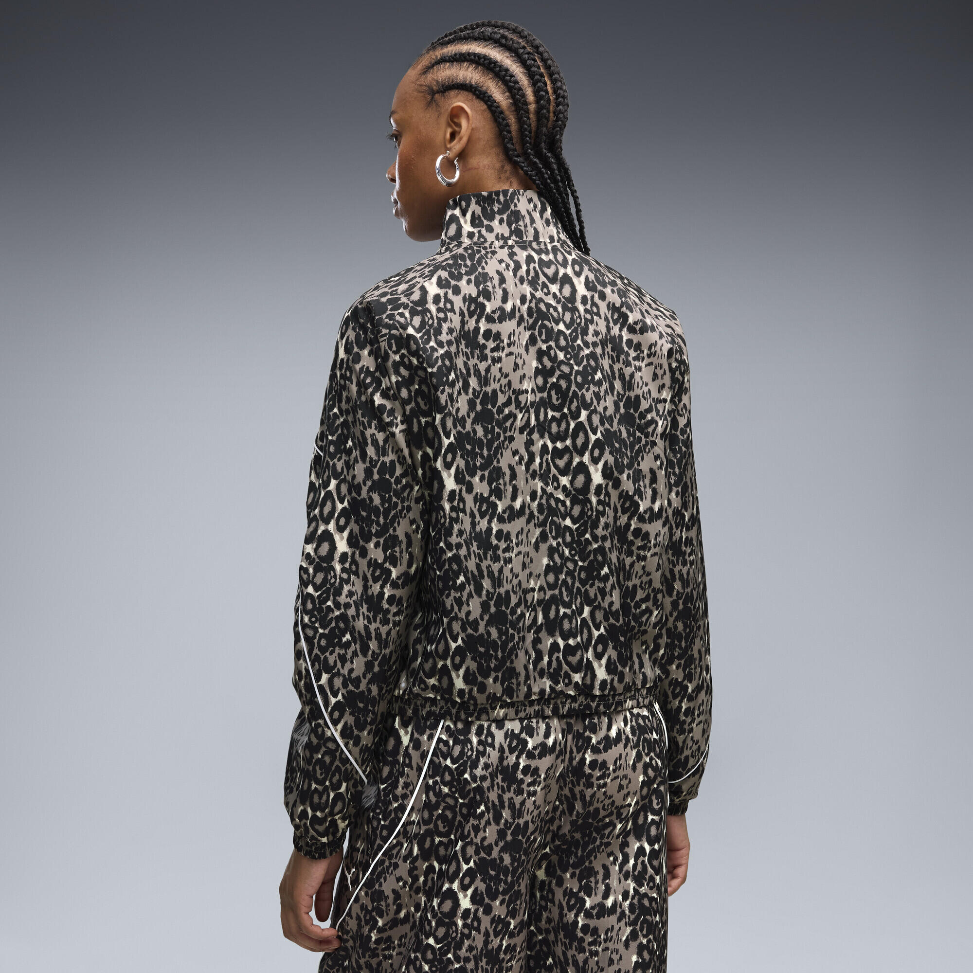 Giacca da donna PUMA Sport dal taglio morbido con stampa animalier e zip 3/5