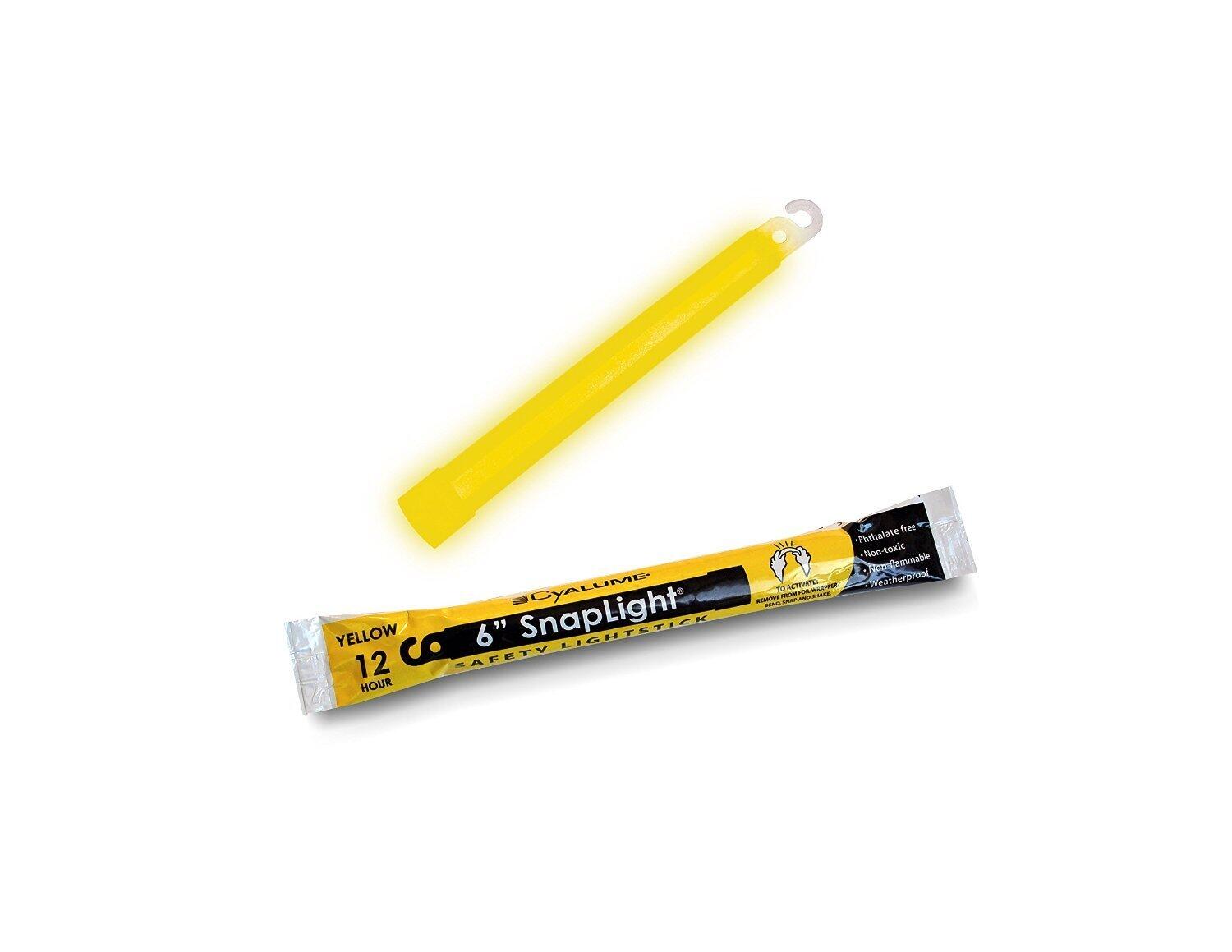 Snaplight industriels de qualité Chimique bâtons Lumineux, Jaune, 6 "de Long 3/4
