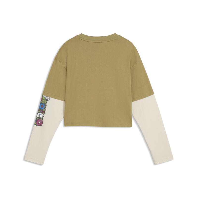 Bluză cu mânecă lungă MID 90s Relaxed Layered Cropped pentru fete PUMA