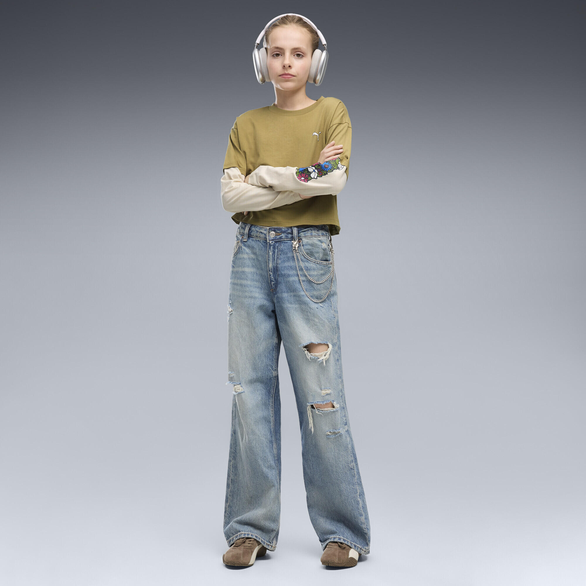 MID 90s relaxed gelaagd cropped T-shirt met lange mouwen voor jongeren PUMA 4/5