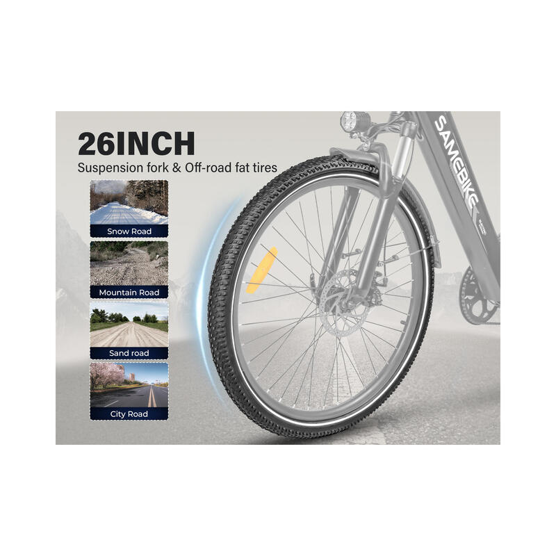 RS-A01 Pro-T bicicletă electrică pentru adulți, baterie 36V 15Ah, roți 26".