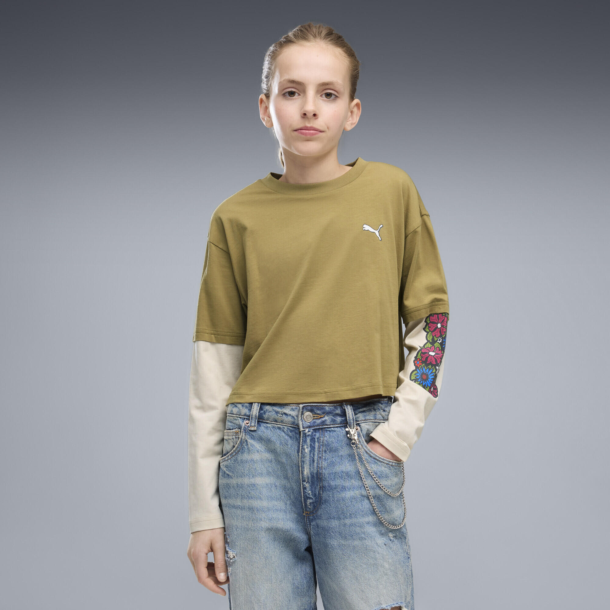 MID 90s relaxed gelaagd cropped T-shirt met lange mouwen voor jongeren PUMA 2/5