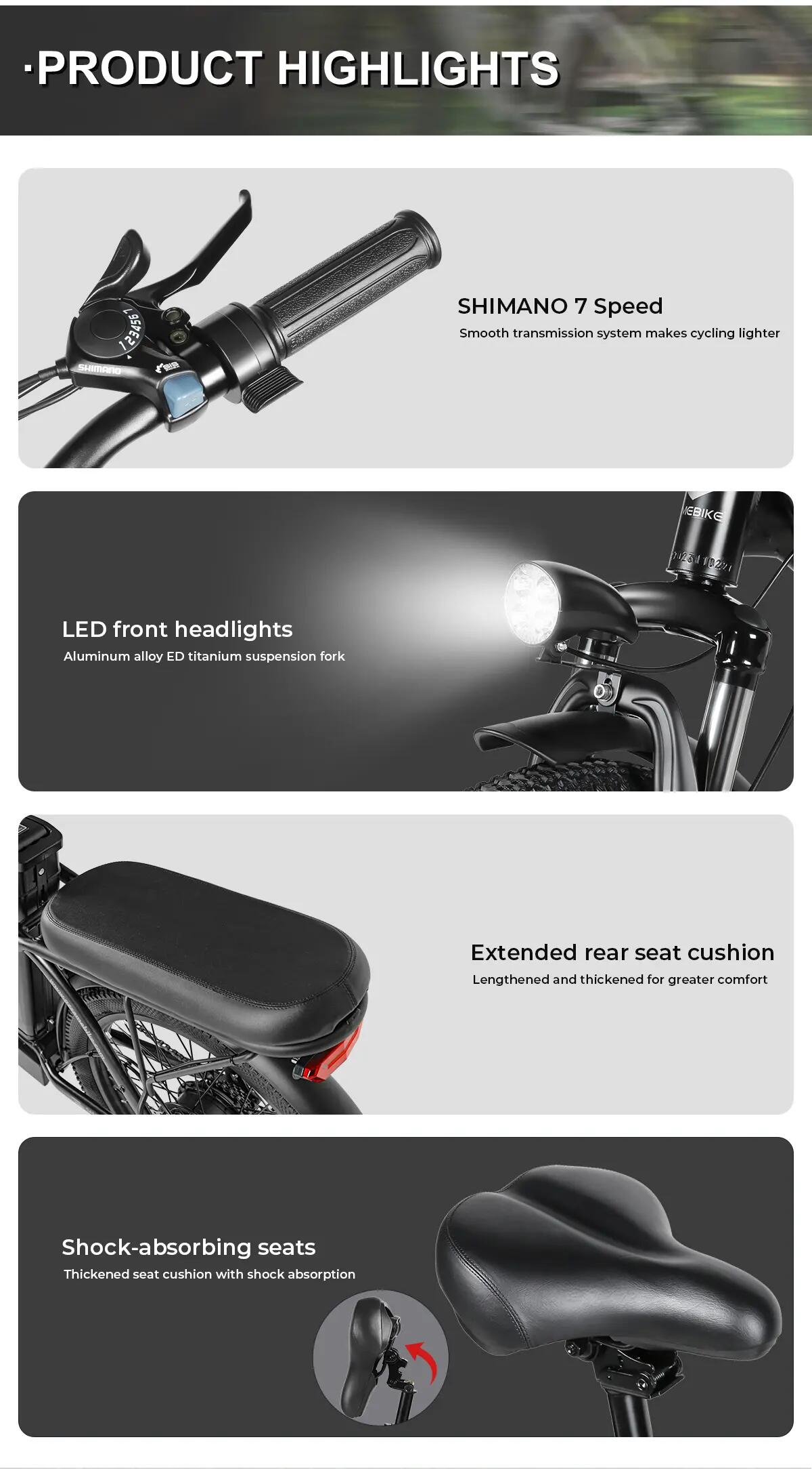 CY20 Bicicletă Electrică pentru Adulți cu Baterie de 36V 12Ah și Roți de 20” 15/15