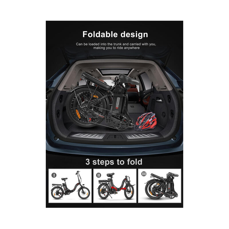 CY20 Bicicletă Electrică pentru Adulți cu Baterie de 36V 12Ah și Roți de 20”