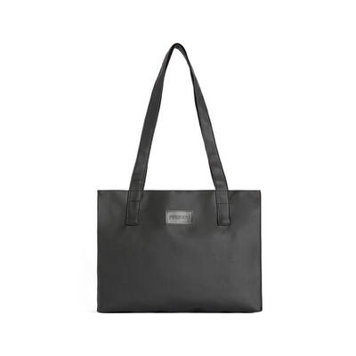 Shopping bag in similpelle con logo applicato