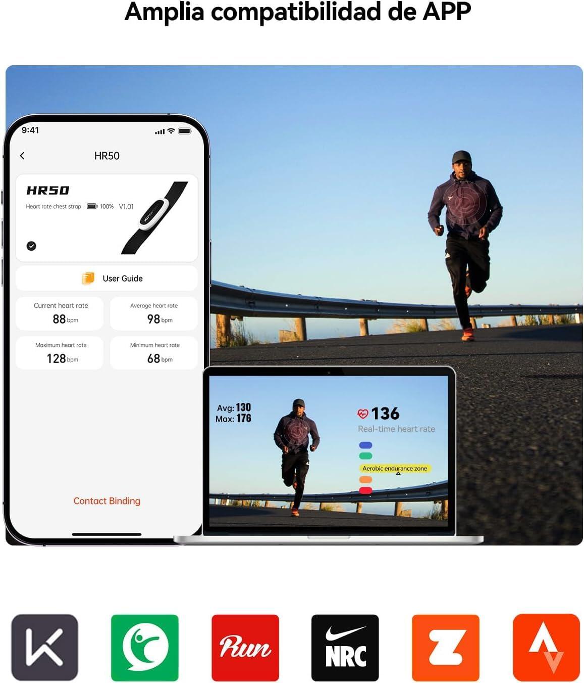 HR50 Moniteur de fréquence cardiaque Bluetooth & Ant+ avec sangle de poitrine 5/7