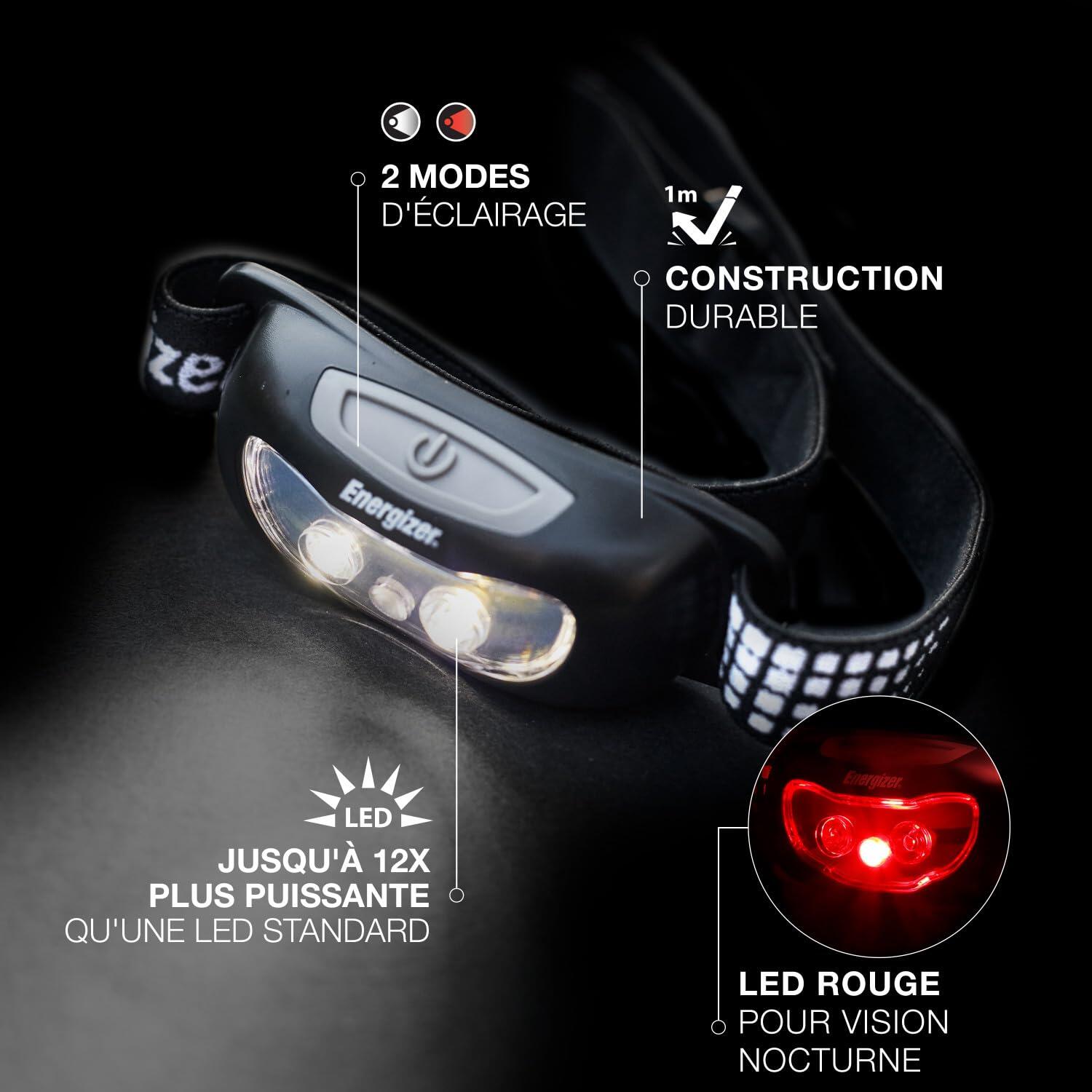 Lot de 2 Lampes Frontales LED Universal+ 100 Lumens, Ultra-Légères et 2/7