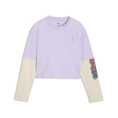 Mid 90s relaxed gelaagd cropped t-shirt met lange mouwen voor jongeren puma