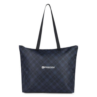 Shopper tartan in poliestere con zip e logo FREDDY