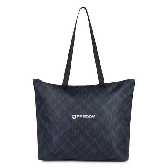 Shopper tartan in poliestere con zip e logo FREDDY