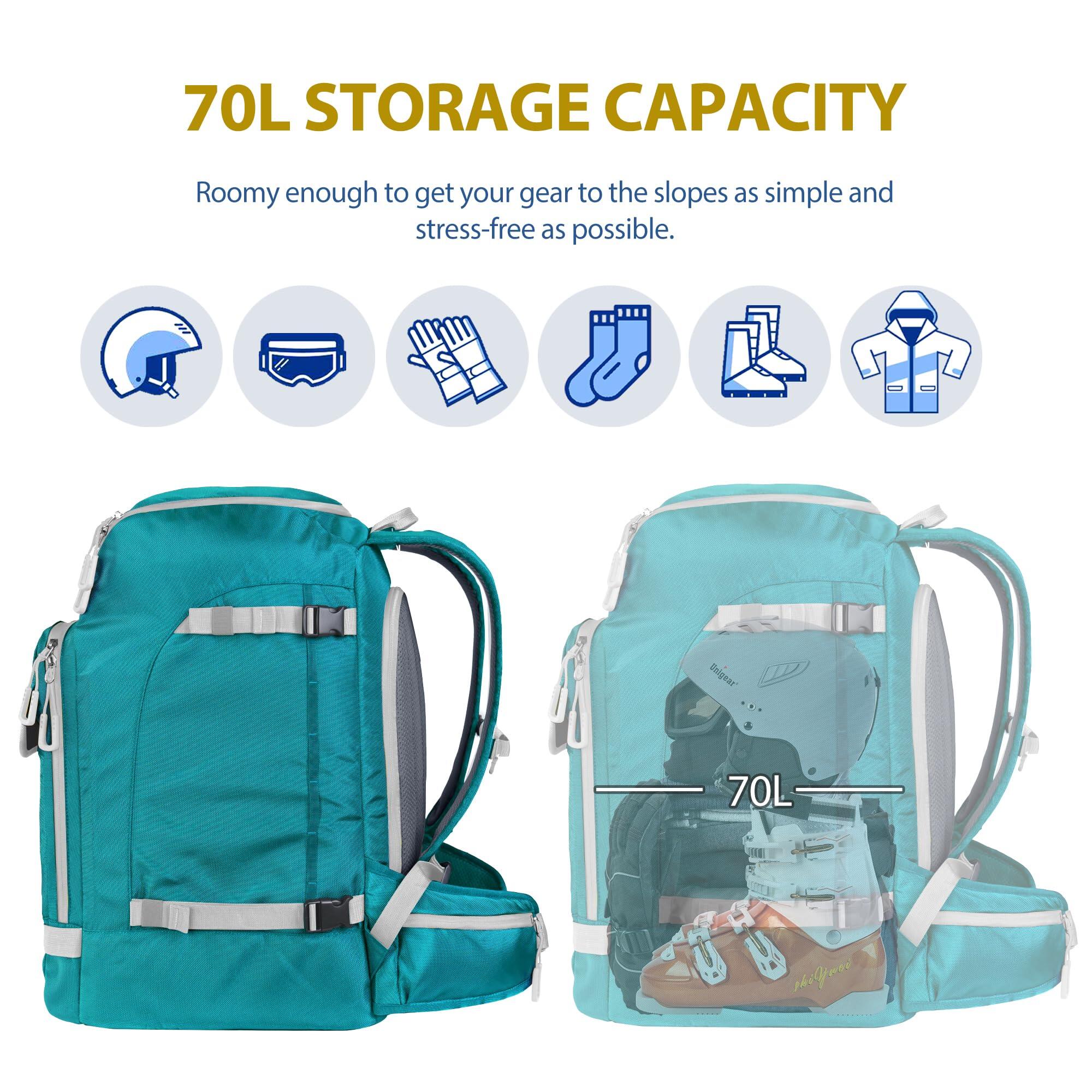Sac à Dos pour Chaussures de Ski, 70L Grande Capacité Sac à Chaussures de 2/6