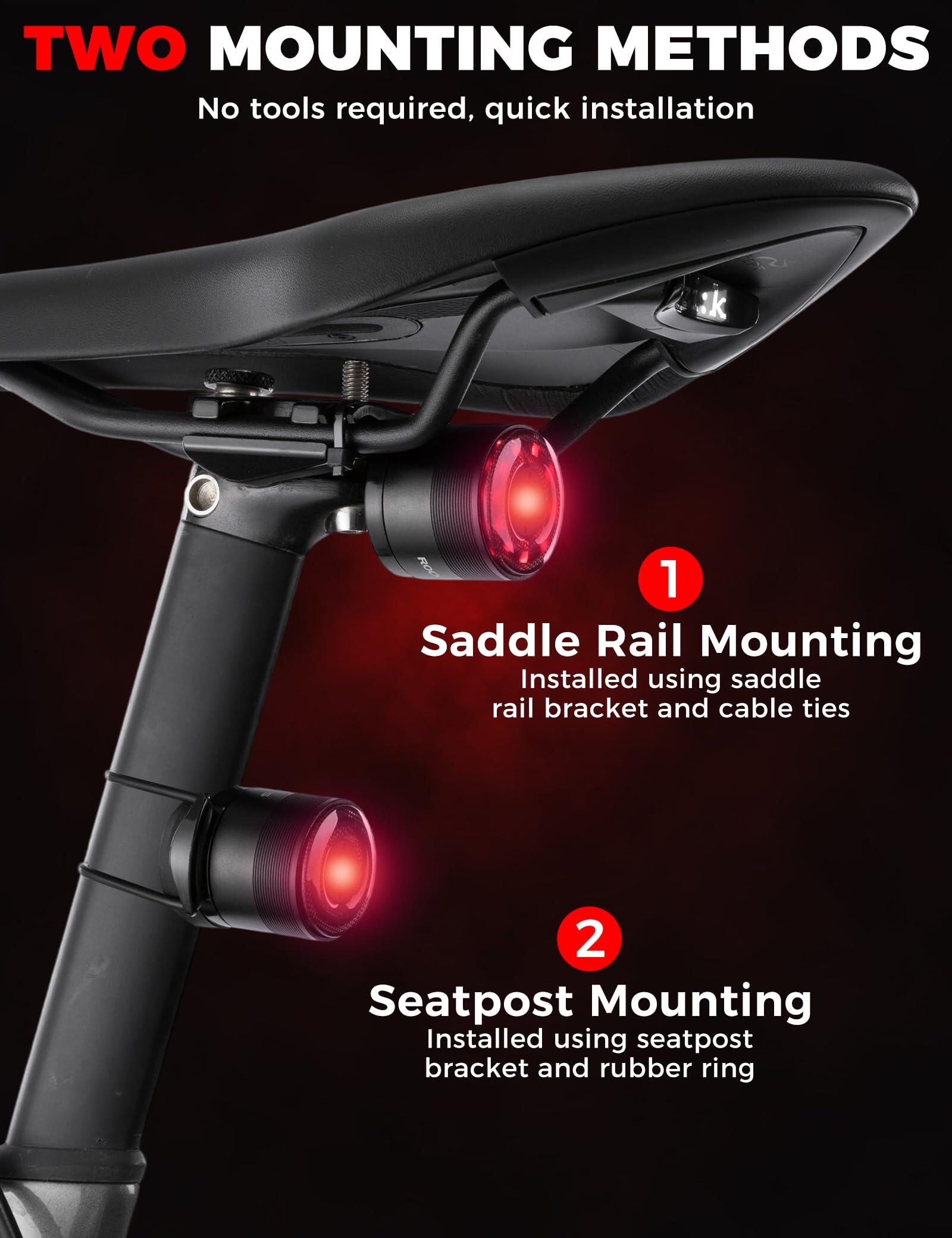Feu Arrière Vélo RGB LED 5 Modes, Lumière Arrière USB-C Rechargeable 300mAh 7/7