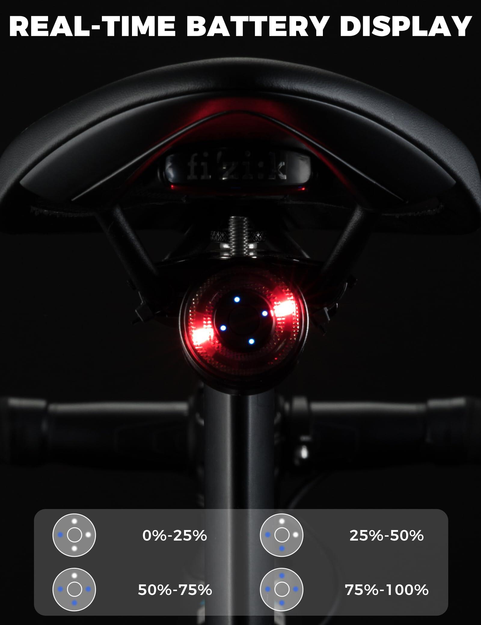 Feu Arrière Vélo RGB LED 5 Modes, Lumière Arrière USB-C Rechargeable 300mAh 5/7