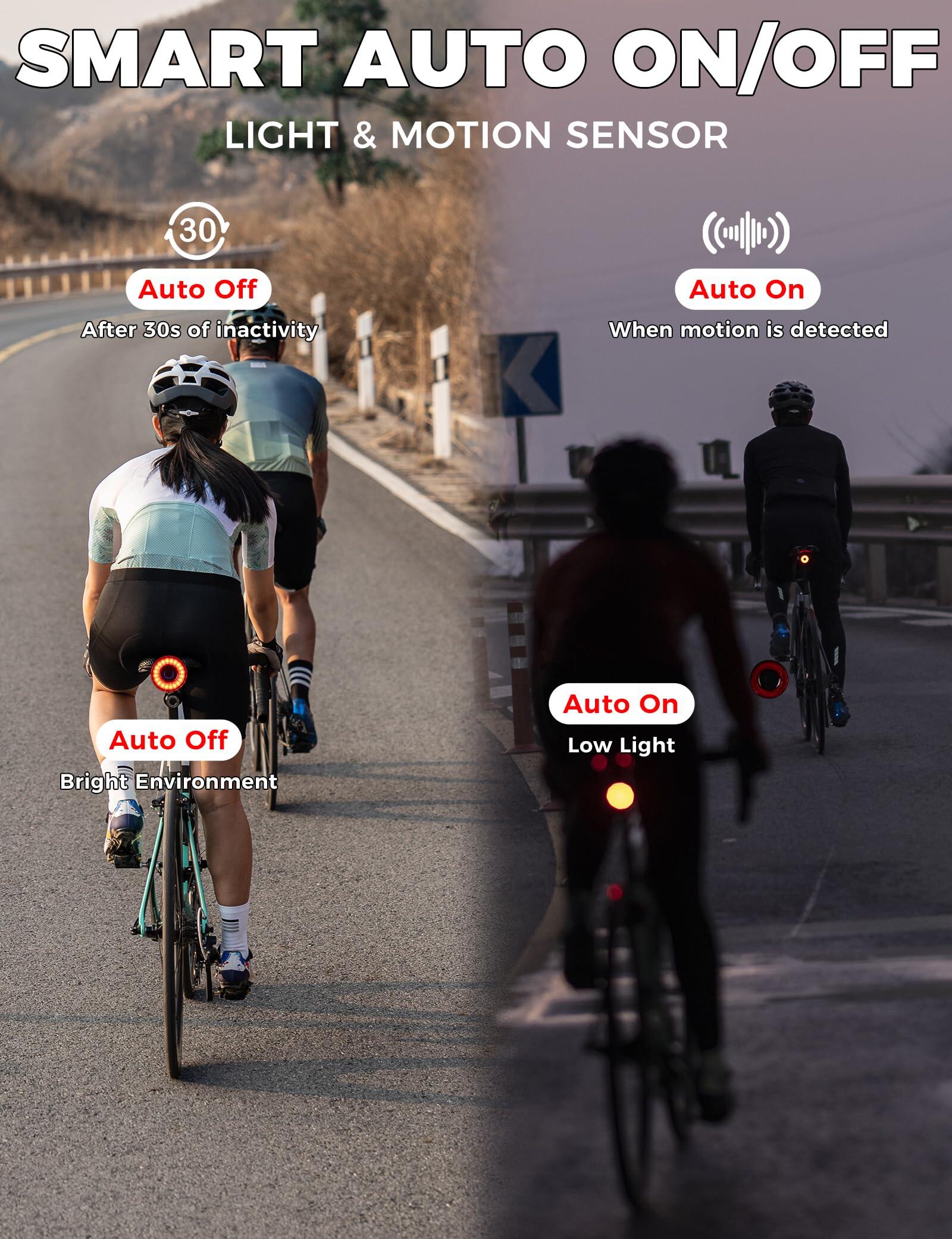 Feu Arrière Vélo Intelligent avec Capteur de Freinage, RGB LED 4 Modes 3/7