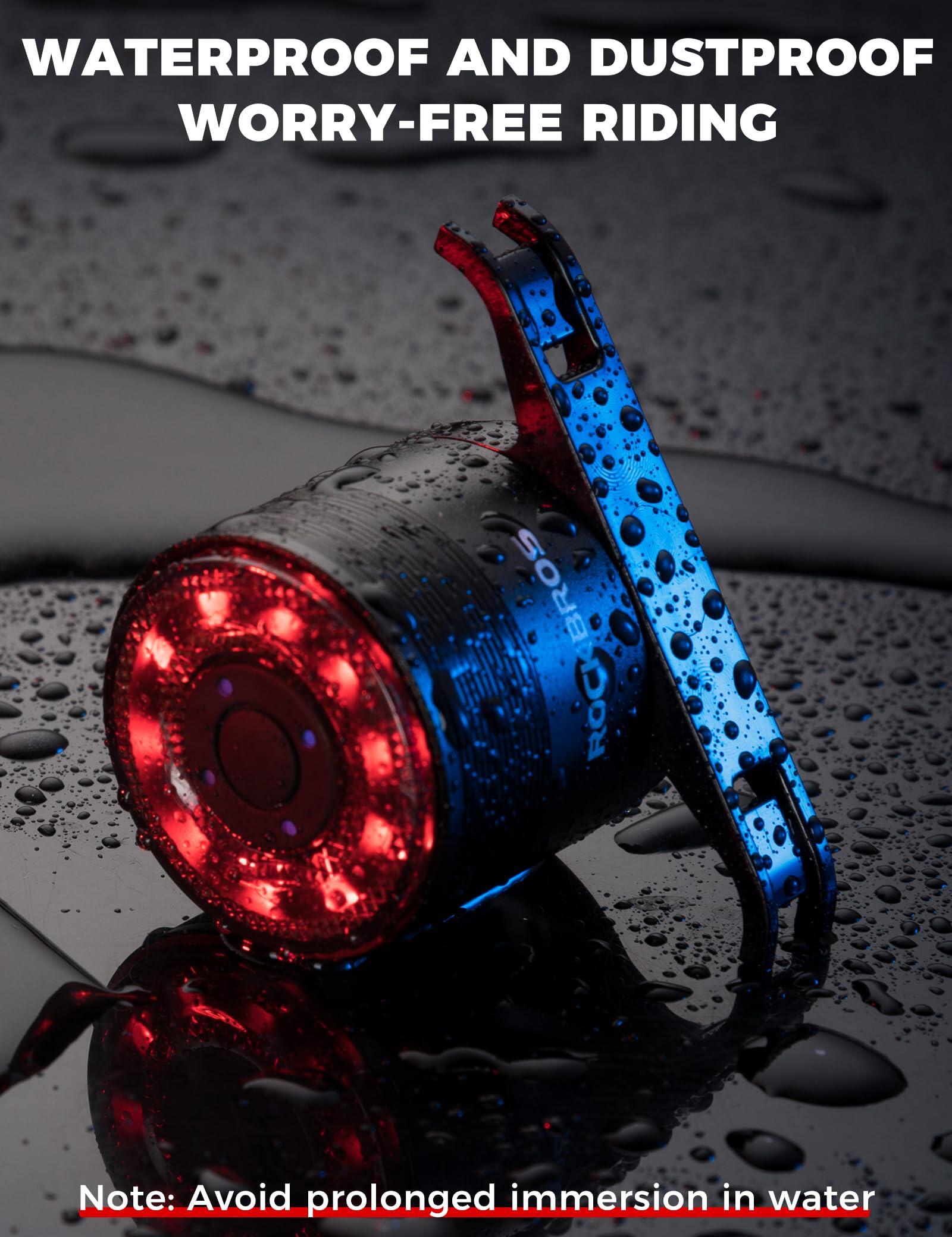 Feu Arrière Vélo RGB LED 5 Modes, Lumière Arrière USB-C Rechargeable 300mAh 4/7