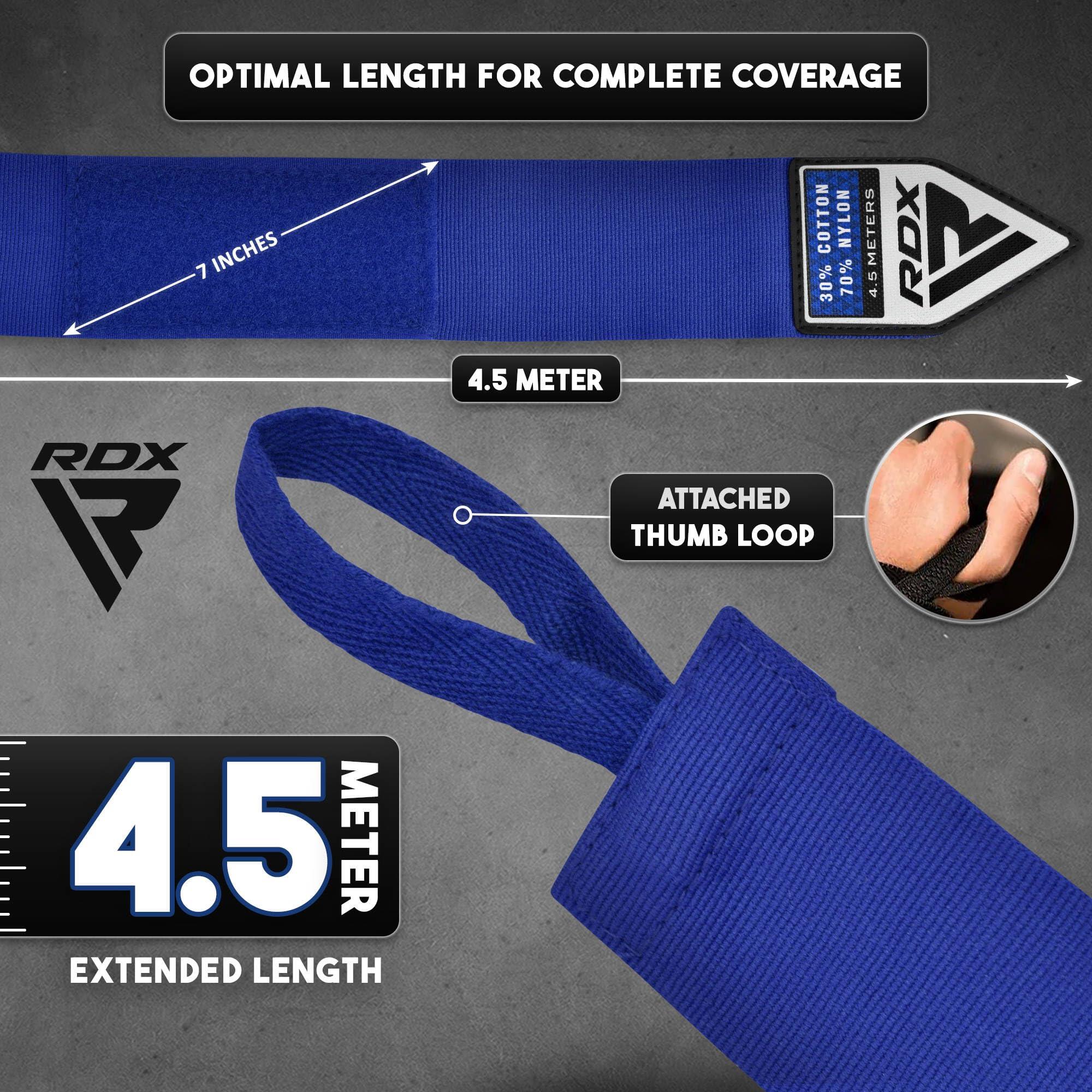 4,5 m de Long Boxe Bandages de Boxe Wraps MMA Gants élastique Boucle pour Pouce 3/7