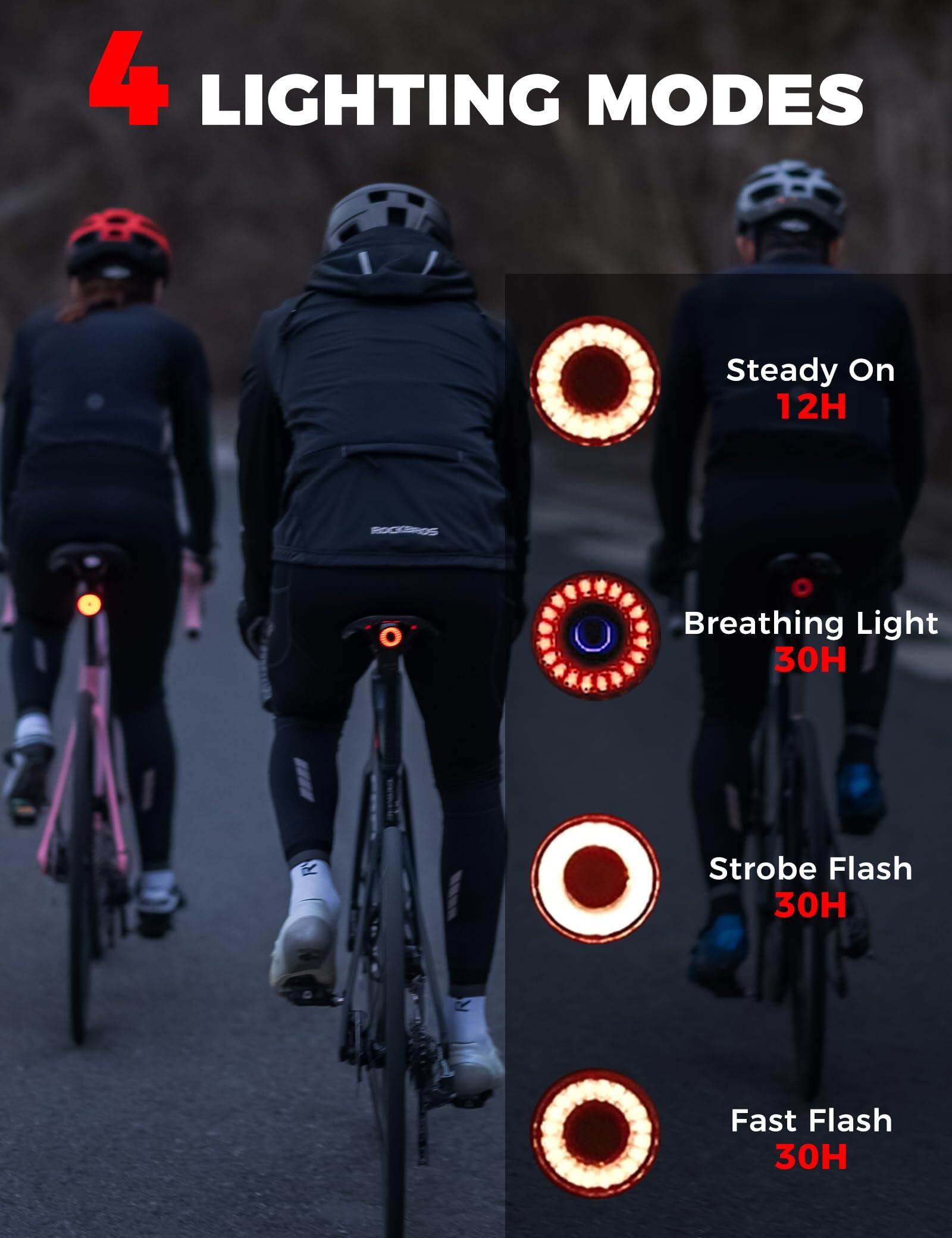 Feu Arrière Vélo Intelligent avec Capteur de Freinage, RGB LED 4 Modes 2/7