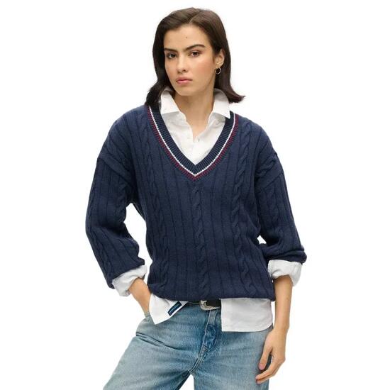 Pull de cricket col V femme Superdry