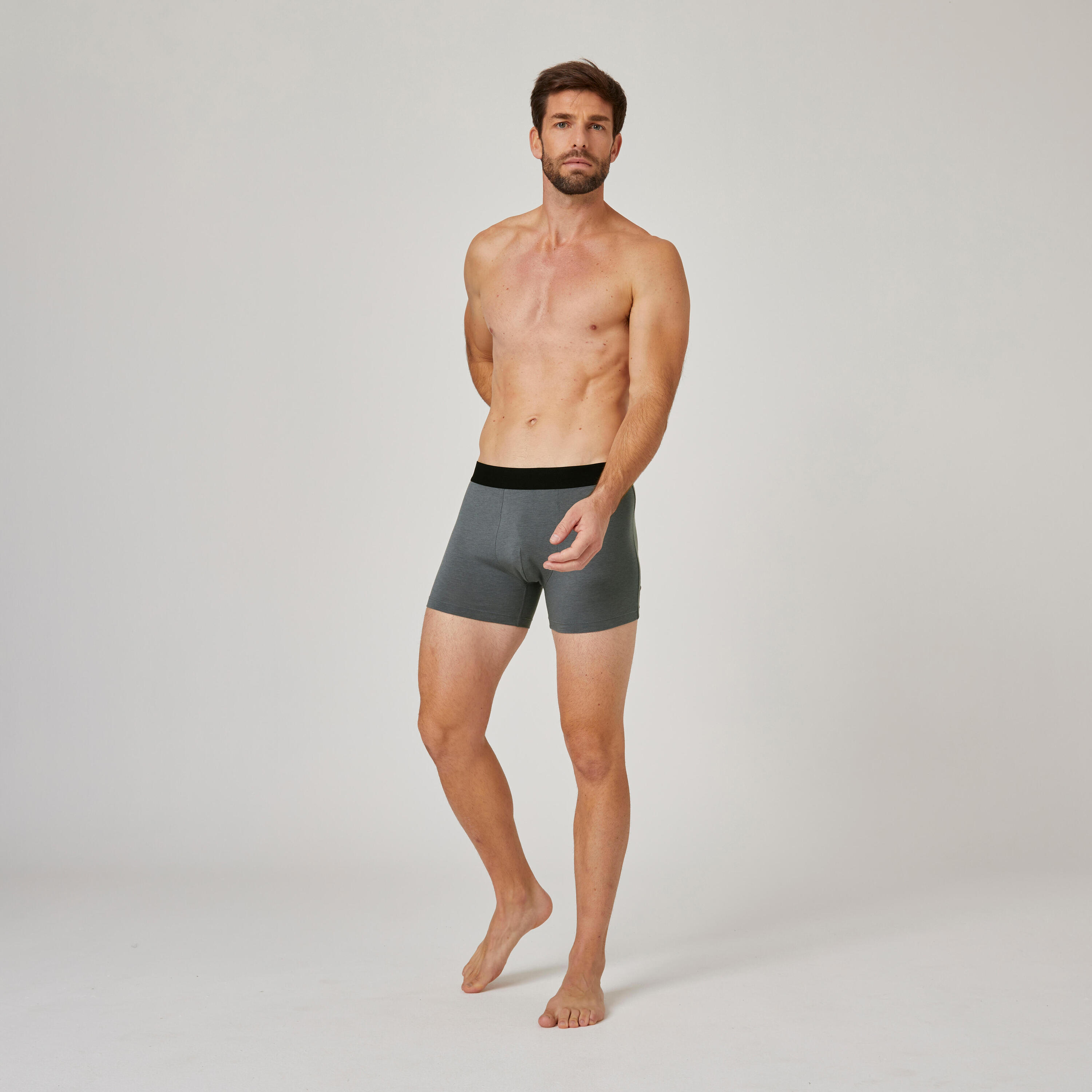 Lot de 3 Boxers Fitness Homme - 500 noir / gris / bleu 6/8