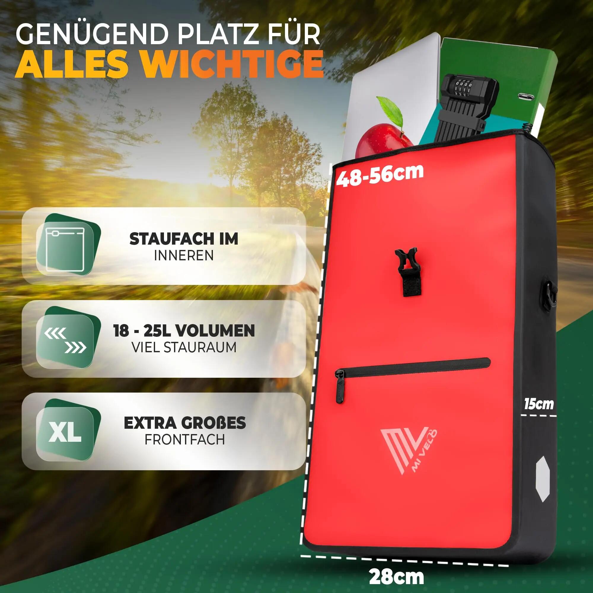 Sacoche de vélo 2 en 1 pour porte-bagages, 100 % étanche, pour porte-bagages 4/6