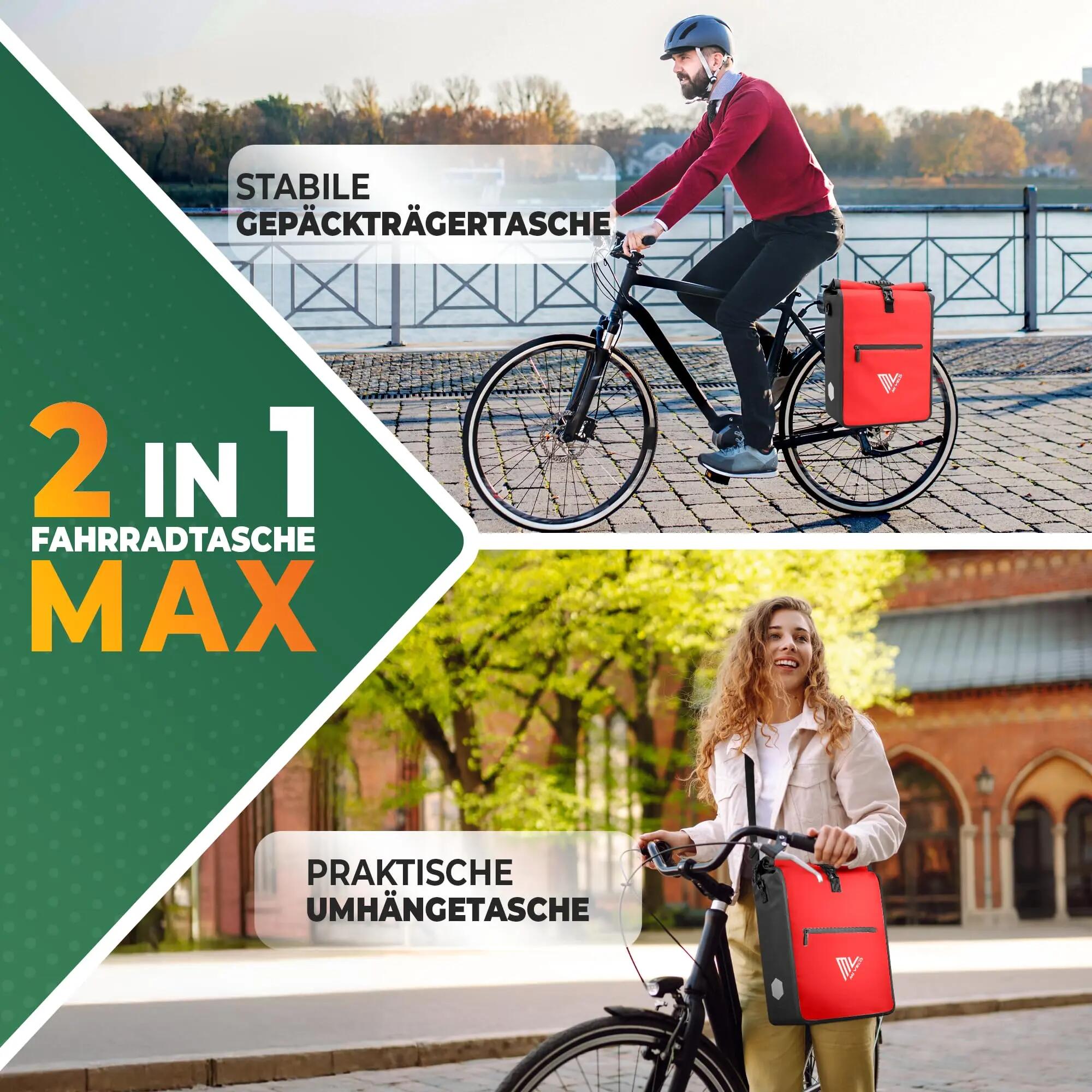Sacoche de vélo 2 en 1 pour porte-bagages, 100 % étanche, pour porte-bagages 2/6