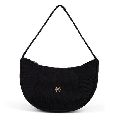 Borsa a spalla in velluto a coste con logo FY dorato