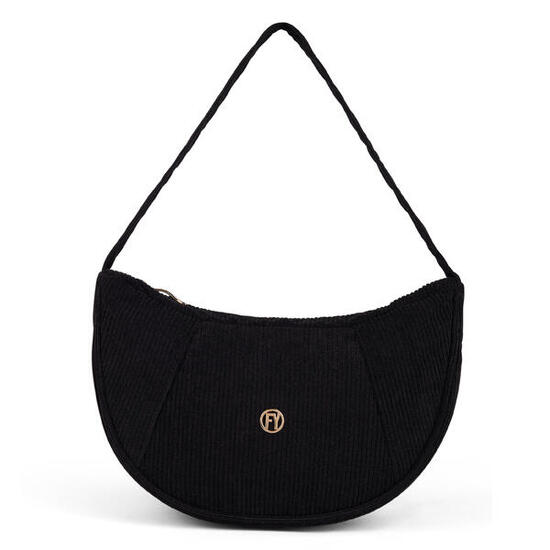 Borsa a spalla in velluto a coste con logo FY dorato