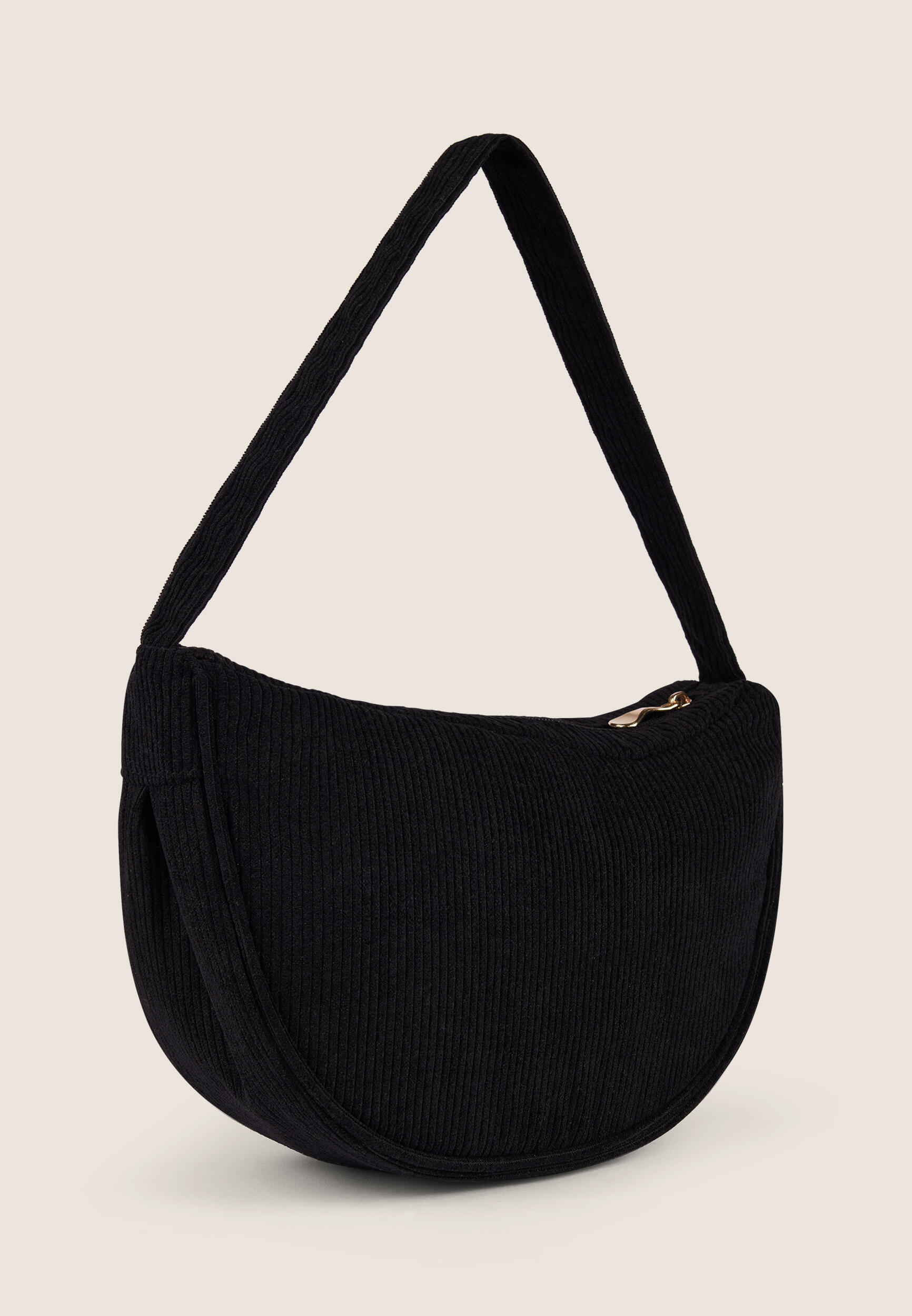 Borsa a spalla in velluto a coste con logo FY dorato 2/3